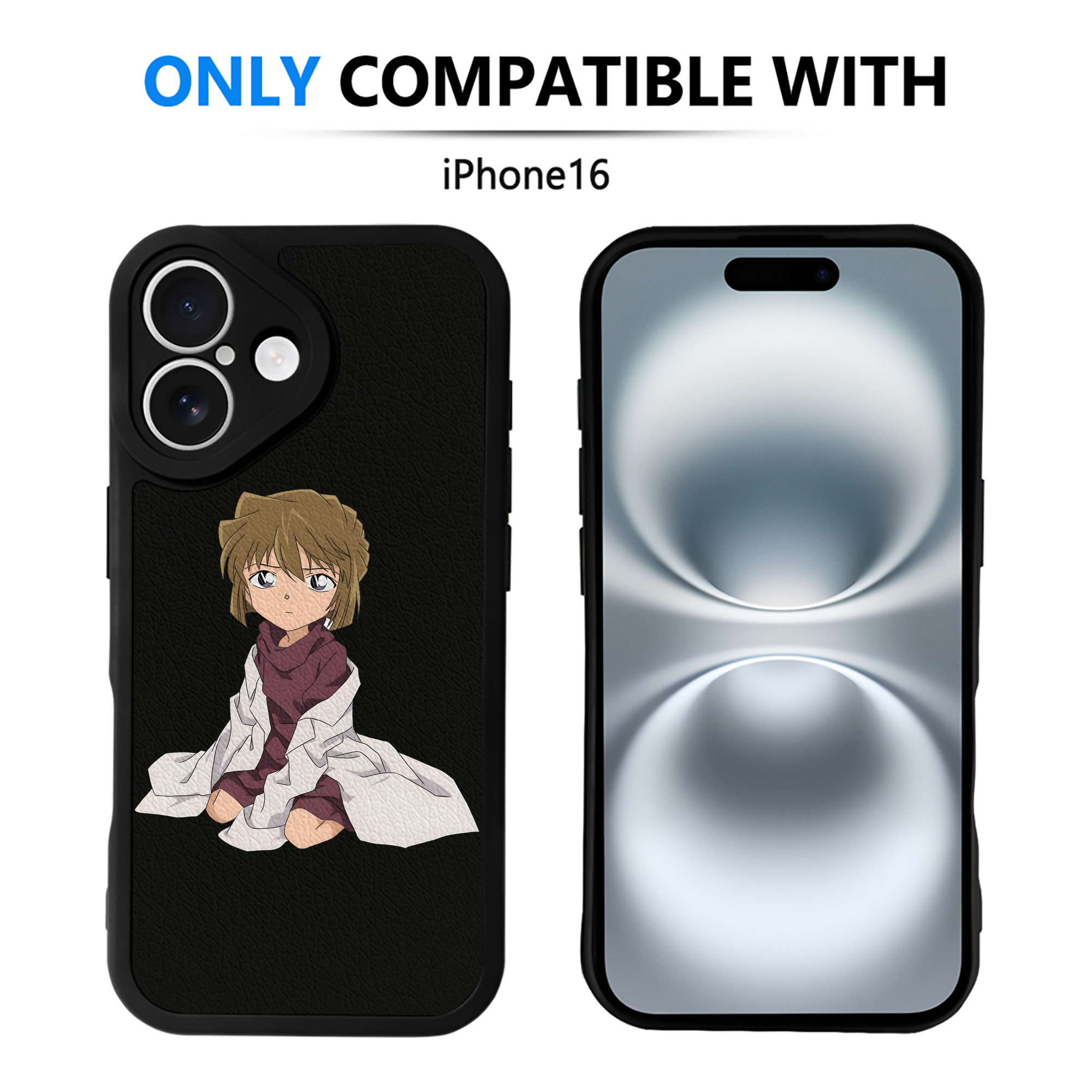 （画像用） 名探偵コナン 灰原 哀 はいばら あい Detective Conan Anita Hailey、Vi Graythorn Haibara Ai 【iPhone 16シリーズ対応】シリコンスマホケース（レザー調） 材質：シリコン